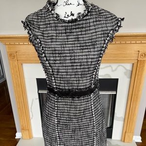 Rebecca Taylor Tweed Dress with Lamb Leather Inserts